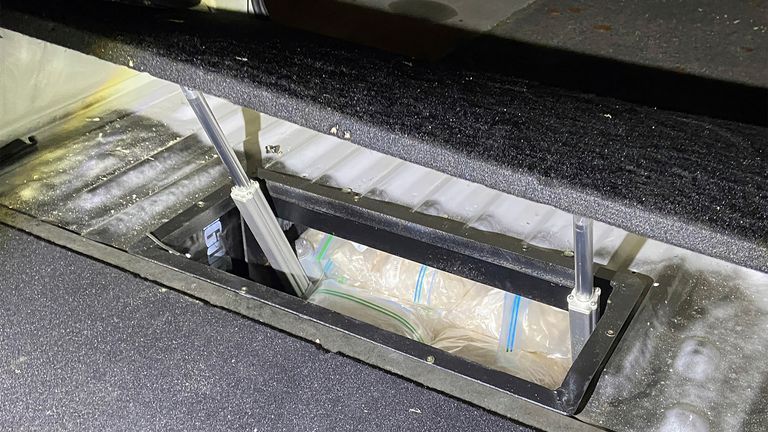 Australian police find drugs in a vehicle's concealed compartment. Pic: AP