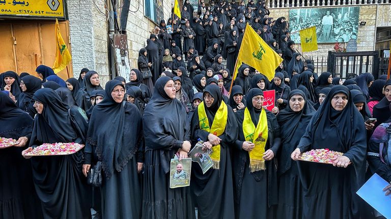 Women of Hezbollah on the streets of Beirut. Pic: Chris Cunningham, Sky producer