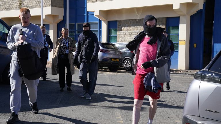 People seen outside HM Prison Durham. Pic: PA