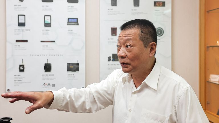 Hsu Ching-Kuang, founder of Apollo Gold, says the pagers were made in Europe under licence Pic: Reuters