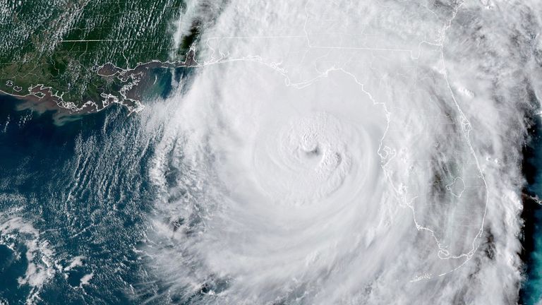 Hurricane Helene in the Gulf of Mexico moving towards Florida. Pic: NOAA via AP