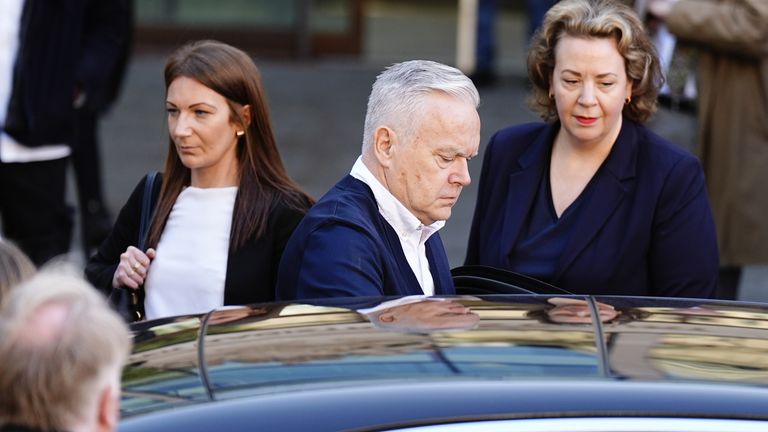 Huw Edwards leaves Westminster Magistrates' Court.
Pic: PA