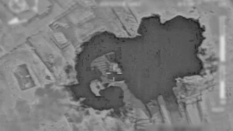 Israel's military released footage said to show airstrikes on Hezbollah targets in Lebanon.