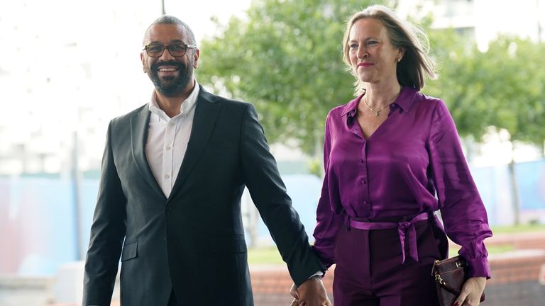 James Cleverly with his wife Susie Cleverly arriving in Birmingham on the eve of the Conservative Party annual conference. Picture date: Saturday September 28, 2024. PA Photo. See PA story POLITICS Tories. Photo credit should read: Stefan Rousseau/PA Wire