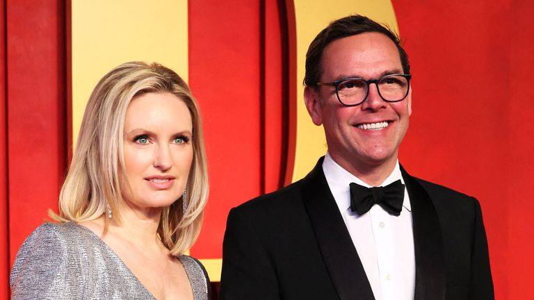 Kathryn Hufschmid and James Murdoch arrive at the Vanity Fair Oscar party after the 96th Academy Awards, known as the Oscars, in Beverly Hills, California, U.S., March 10, 2024. REUTERS/Danny Moloshok