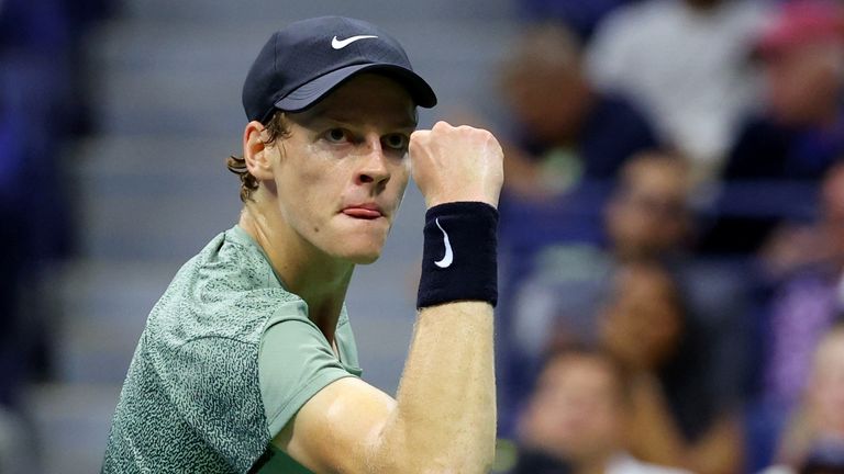 Jannik Sinner celebrates his quarter-final victory. Image: Reuters