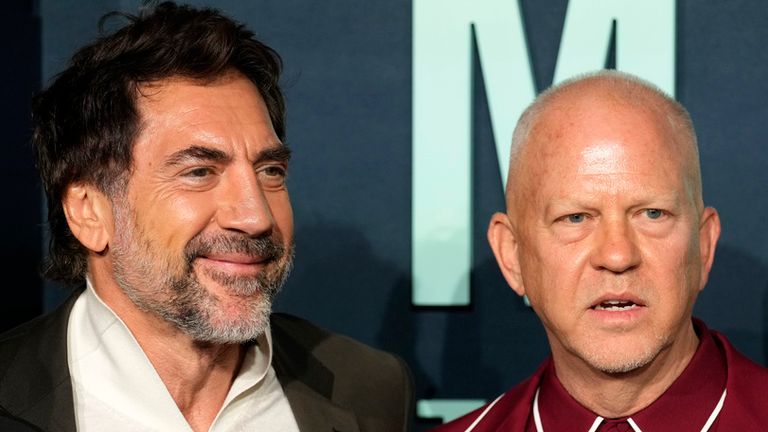 (LR) Javier Bardem with Ryan Murphy at the Monsters premiere in LA. Photo: AP