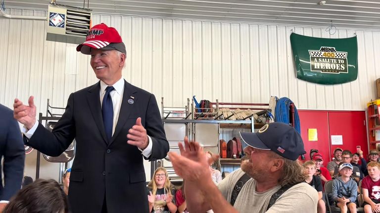 Joe Biden swaps hats with a Trump supporter in Pennsylvania | News UK ...