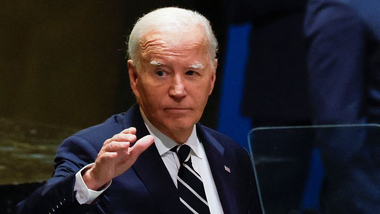 Joe Biden speaking at the UN. Pic: Reuters