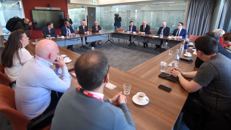 First Minister John Swinney during a visit to Forth Valley College to meet representatives from the Grangemouth oil refinery and local government representatives following Petroineos' decision to decommission its Grangemouth oil refinery. Picture date: Friday September 13, 2024.