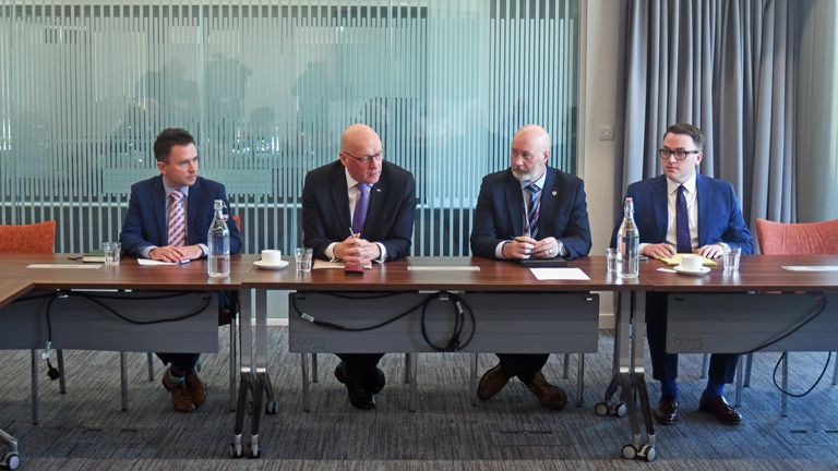 First Minister John Swinney during a visit to Forth Valley College to meet representatives from the Grangemouth oil refinery and local government representatives following Petroineos' decision to decommission its Grangemouth oil refinery. Picture date: Friday September 13, 2024.