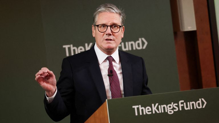 British Prime Minister Keir Starmer delivers a speech, in central London, Britain September 12, 2024. REUTERS/Isabel Infantes/Pool