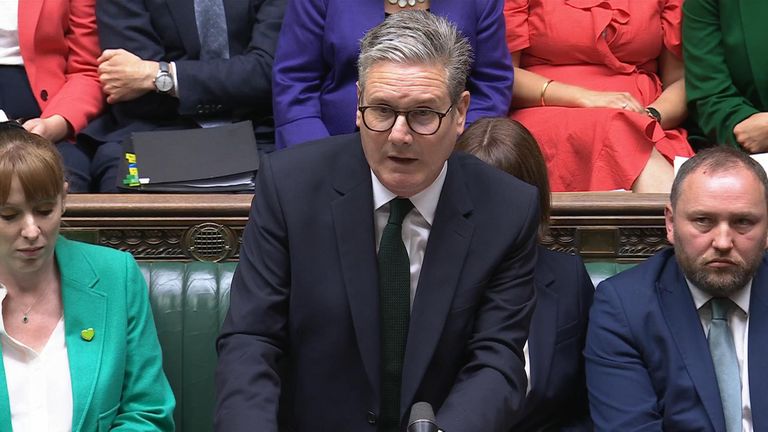 Keir Starmer during PMQS