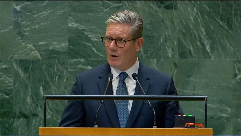 Sir Keir Starmer spoke to the UN General Assembly and called for Israel and Hezbollah to &#34;step back from the brink”, saying &#34;escalation serves no one&#34;.
