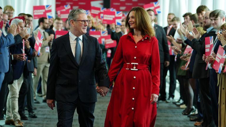 Prime Minister Sir Keir Starmer and his wife, Lady Victoria arrive ahead of his keynote speech at the Labour Party Conference at the ACC Liverpool. Picture date: Tuesday September 24, 2024.