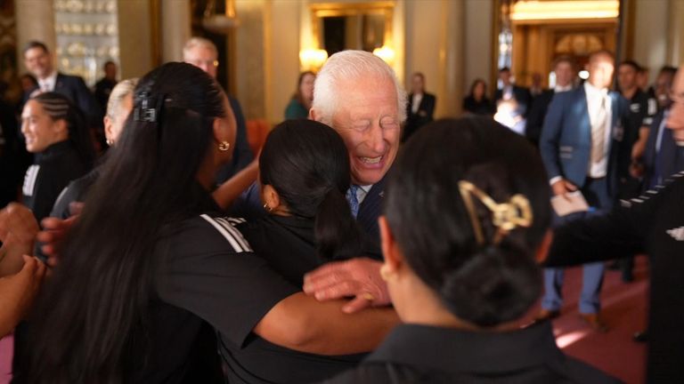 King Charles was caught by surprise as the Black Ferns, a women’s rugby team from New Zealand asked to hug him.  