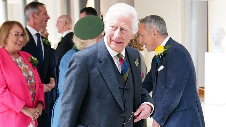 The King arrives at the Scottish Parliament on Saturday. Pic: PA