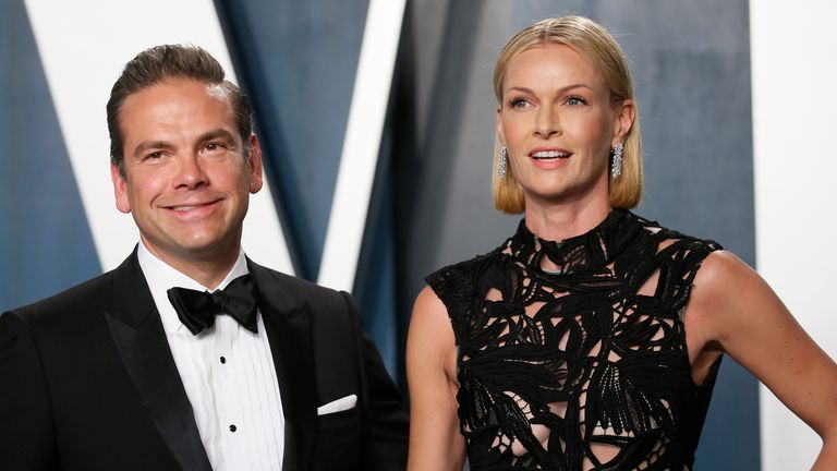 Lachlan Murdoch and Sarah Murdoch attend the Vanity Fair Oscar party in Beverly Hills during the 92nd Academy Awards, in Los Angeles, California, U.S., February 9, 2020. REUTERS/Danny Moloshok