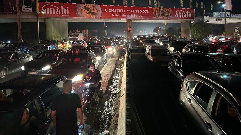 Gridlocked streets in Ghaziyeh