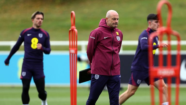 Lee Carsley holds a training session ahead of Saturday's tie. Pic: Reuters 