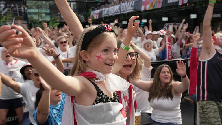 England fans at a London screening of the 2023 Women's World Cup final between the Lionesses and Spain. Pic: AP