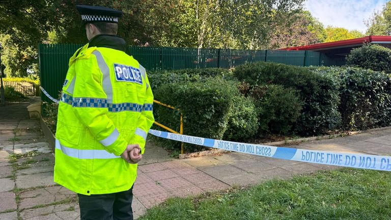 Bedfordshire Police handout photo showing officers outside a property in Leabank, Luton, where three people were found dead this morning after officers were called to welfare concerns at around 5.30am. Date taken: Friday 13 September 2024.