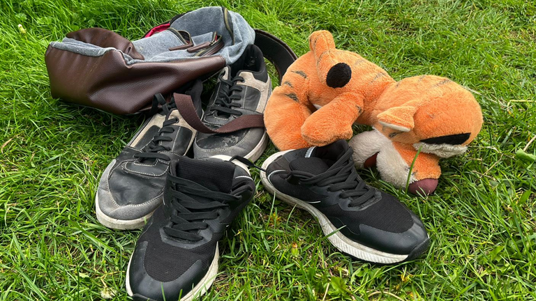 Belongings of migrants after rescues in the English Channel