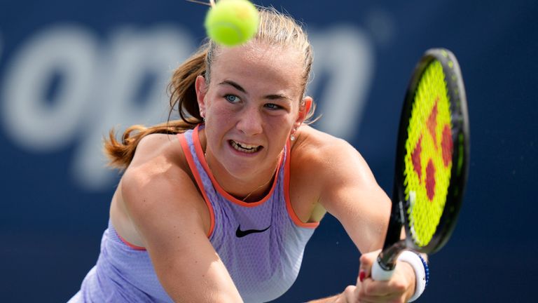 Mika Stojsavljevic during the final in New York. Pic: AP eiqrtiqxeiqrhinv