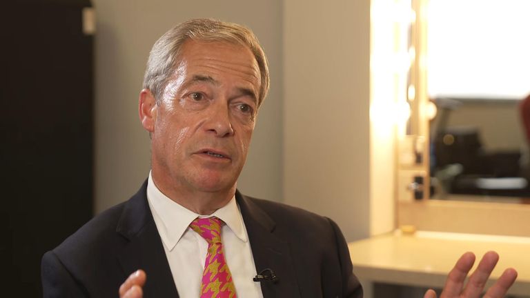 Nigel Farage sit down i/v screengrab sky