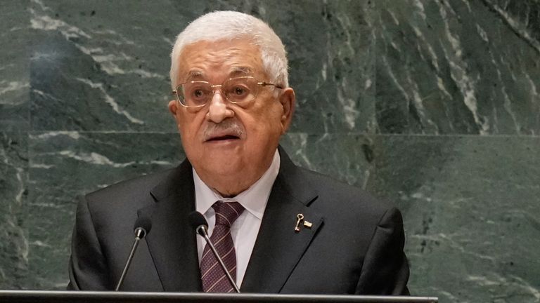 Mahmoud Abbas zwracający się do Zgromadzenia Ogólnego w 2024 r. Pic: AP