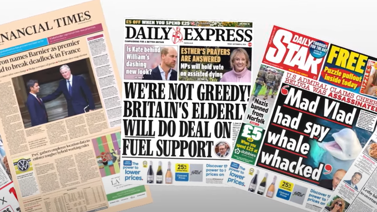 Friday's national newspaper front pages