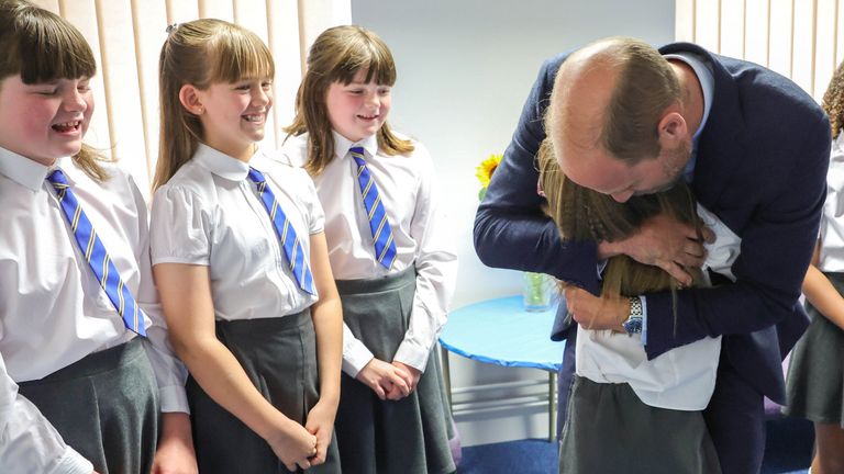 The Prince of Wales during a visit to the Swiss Valley Community Primary School.
Pic: Andrew Parsons/Kensington Palace