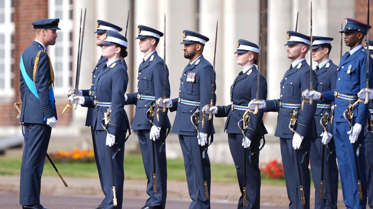 The Prince of Wales attends the Sovereign's Parade, on behalf of King Charles III, at the Royal Air Force College in Cranwell, Lincolnshire. Picture date: Thursday September 12, 2024.