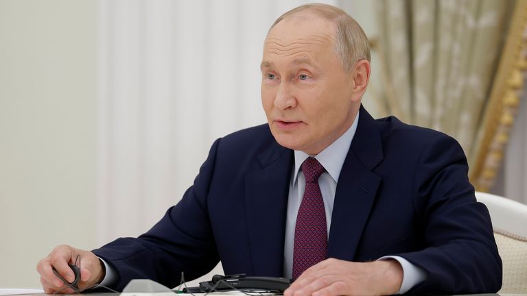 Vladimir Putin at the Kremlin on Wednesday. Pic: AP