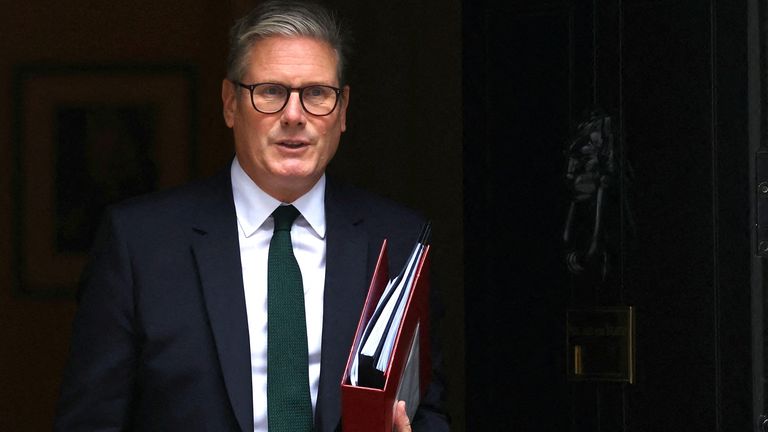 British Prime Minister Keir Starmer leaves 10 Downing Street.
Pic: Reuters