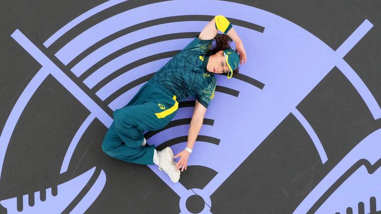 Rachael Gunn.
Paris 2024 Olympics - Breaking - B-Girls Pre-Qualifier Battle - La Concorde 1, Paris, France - August 09, 2024. Raygun of Australia in action. REUTERS/Angelika Warmuth