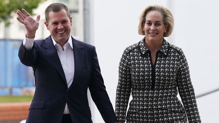 Robert Jenrick with his wife Michal Berkner arriving in Birmingham on the eve of the Conservative Party annual conference. Picture date: Saturday September 28, 2024. PA Photo. See PA story POLITICS Tories. Photo credit should read: Stefan Rousseau/PA Wire