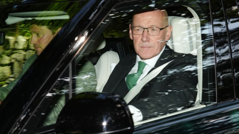 First Minister of Scotland John Swinney leaves Crathie Kirk, near Balmoral. Pic: PA