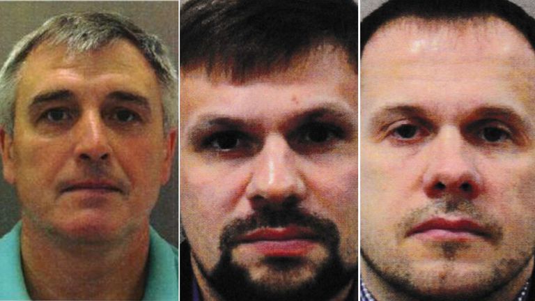 L-R Suspects who used the names of Sergey Fedotov, Ruslan Boshirov and Alexander Petrov. Pics: UK Counter Terrorism Policing