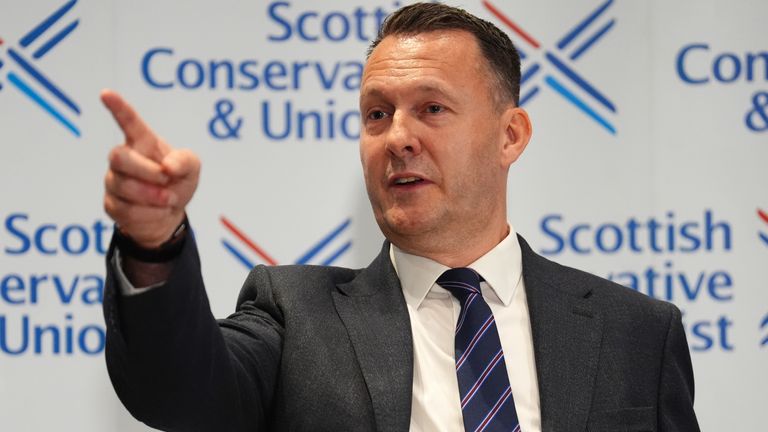 Russell Findlay after being announced as the new Scottish Conservatives leader, at the Radisson Hotel in Edinburgh. A leadership election was called after Douglas Ross announced he was standing down following the general election. Picture date: Friday September 27, 2024.