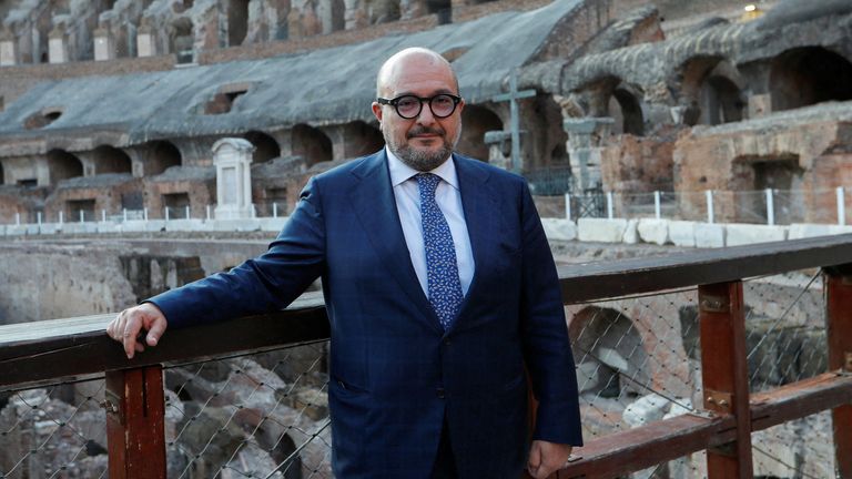 Gennaro Sangiuliano inside the Colosseum. Pic: Reuters