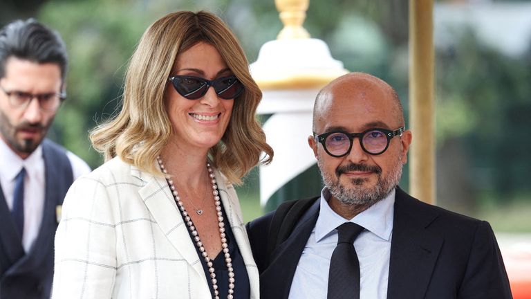 Gennaro Sangiuliano and his wife Federica Corsini at the Venice Film Festival last month. Pic: Reuters