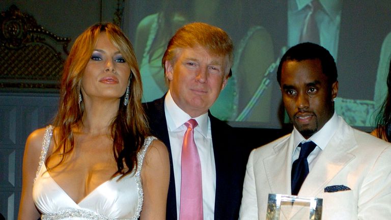 Sean 'P. Diddy' Combs (R) accepts an award from the Rush Philanthropic Foundation for his efforts to support public education and dedication to youth and social activism,  from Donald Trump and his wife Melania (L) at Trump's Trumps Mar-A-Lago Club in Palm Beach, Florida on March 11, 2005.
Pic: Reuters