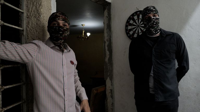 Members of a faction in the warring Sinaloa cartel. Pic: Sky News