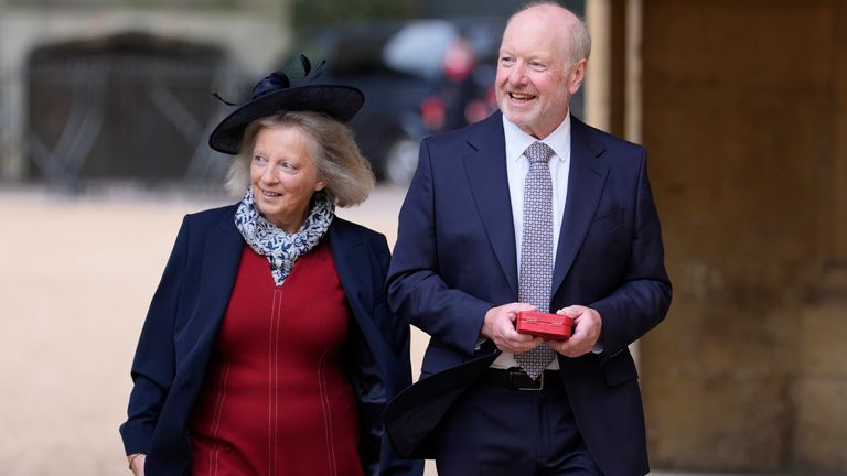 Sir Alan attended the ceremony with his wife Suzanne. Pic: PA