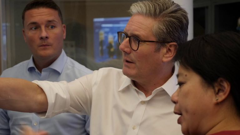 Prime Minister Sir Keir Starmer visits a hospital along with Health Secretary Wes Streeting