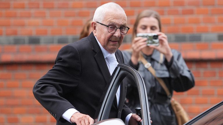 Sven-Goran Eriksson's father Sven arrives for his funeral. Pic: PA