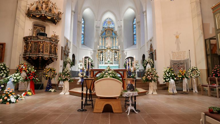 Inside the church ahead of the funeral. Pic: Reuters