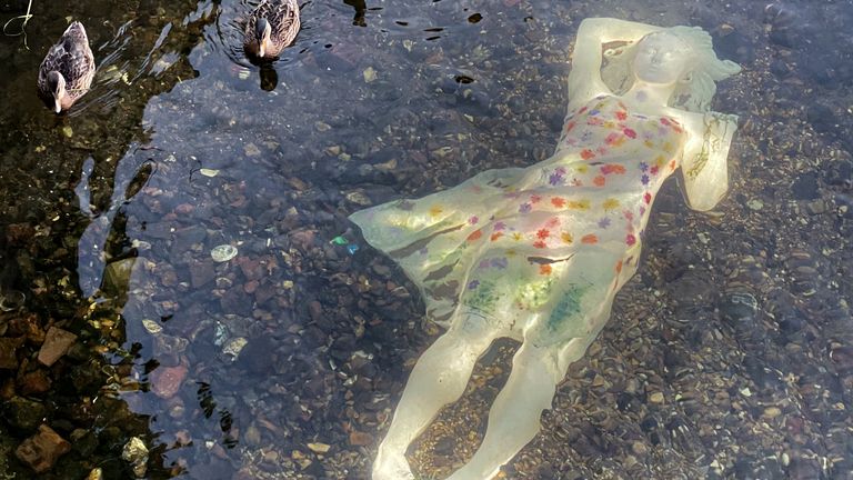 The alluvium in the riverbed of the Stour near Westgate Bridge in Canterbury, Kent. Image: Jason deCaires Taylor