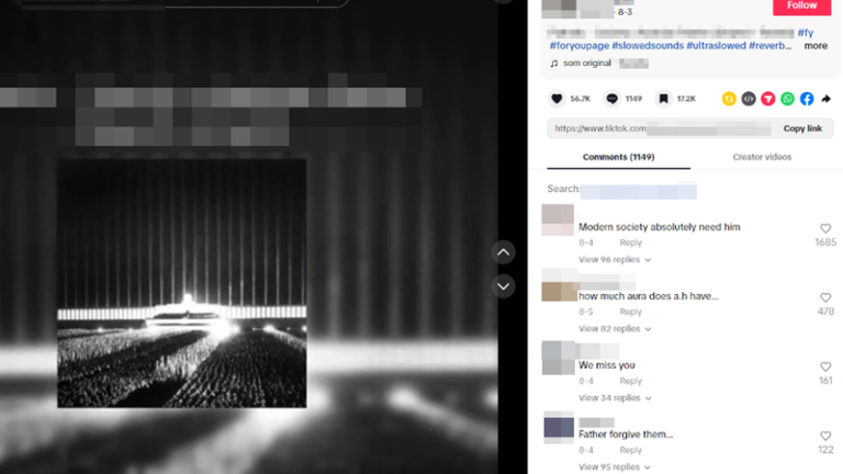 TikTok users express admiration for Hitler in comments attached to a post with over 56,700 likes 